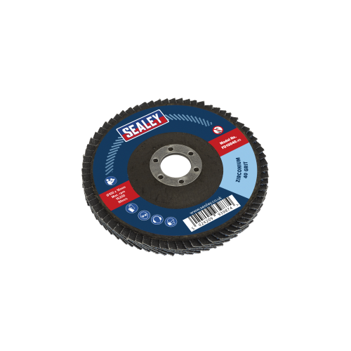 Sealey FD10040 Flap Disc Zirconium Ã˜100mm Ã˜16mm Bore 40Grit