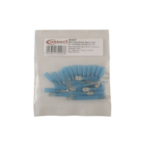Laser Tools 30207 Blue Heat Shrink Male Push on Terminal 6.3mm 25pc