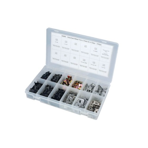 Laser Tools 35995 Assorted Metal Trim Nuts & U Nuts 245pc