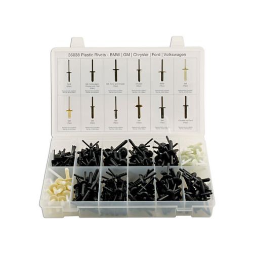 Laser Tools 36038 Assorted Box Plastic Rivets 235pc