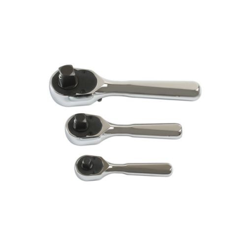 Laser Tools 7388 Stubby Ratchet Set 1/4"D, 3/8"D, 1/2"D 3pc