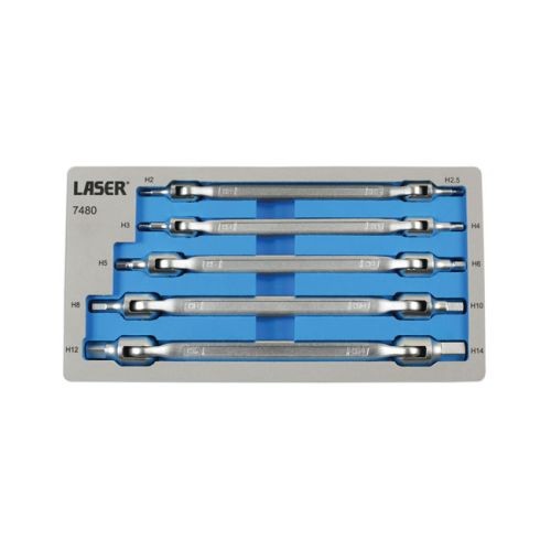 Laser Tools 7480 Double Ended Flexible Hex Bit Set 5pc