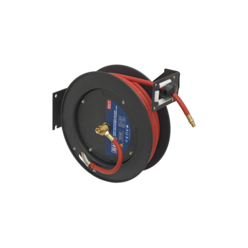 Sealey SA841 Retractable Air Hose Metal Reel 15m Ã˜10mm ID Rubber Hose