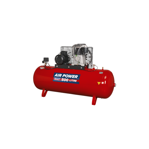 Sealey SAC55075B Air Compressor 500L Belt Drive 7.5hp 3ph 2-Stage with Cast Cylinders