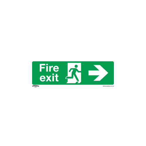 Sealey SS24P10 Safe Conditions Safety Sign - Fire Exit (Right) - Rigid Plastic - Pack of 10